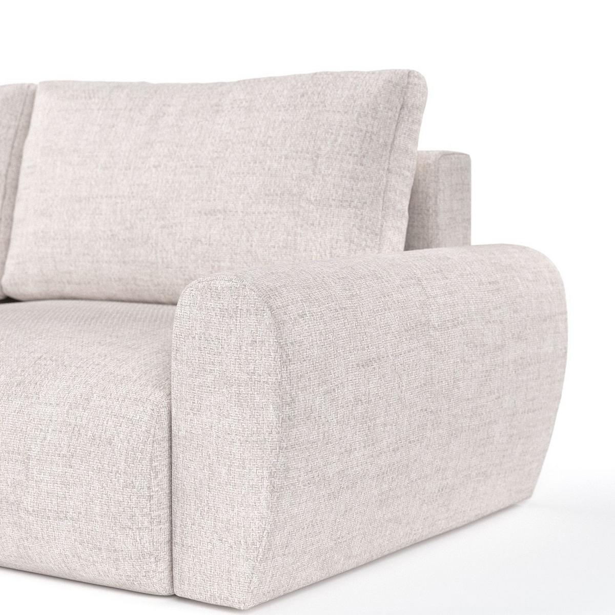 ECKSOFA OMARI mit Schlaffunktion Hellbeige im Neve Stoff - Sandfarben/Schwarz, Holz/Holzwerkstoff (253/153cm) - AltaBeds