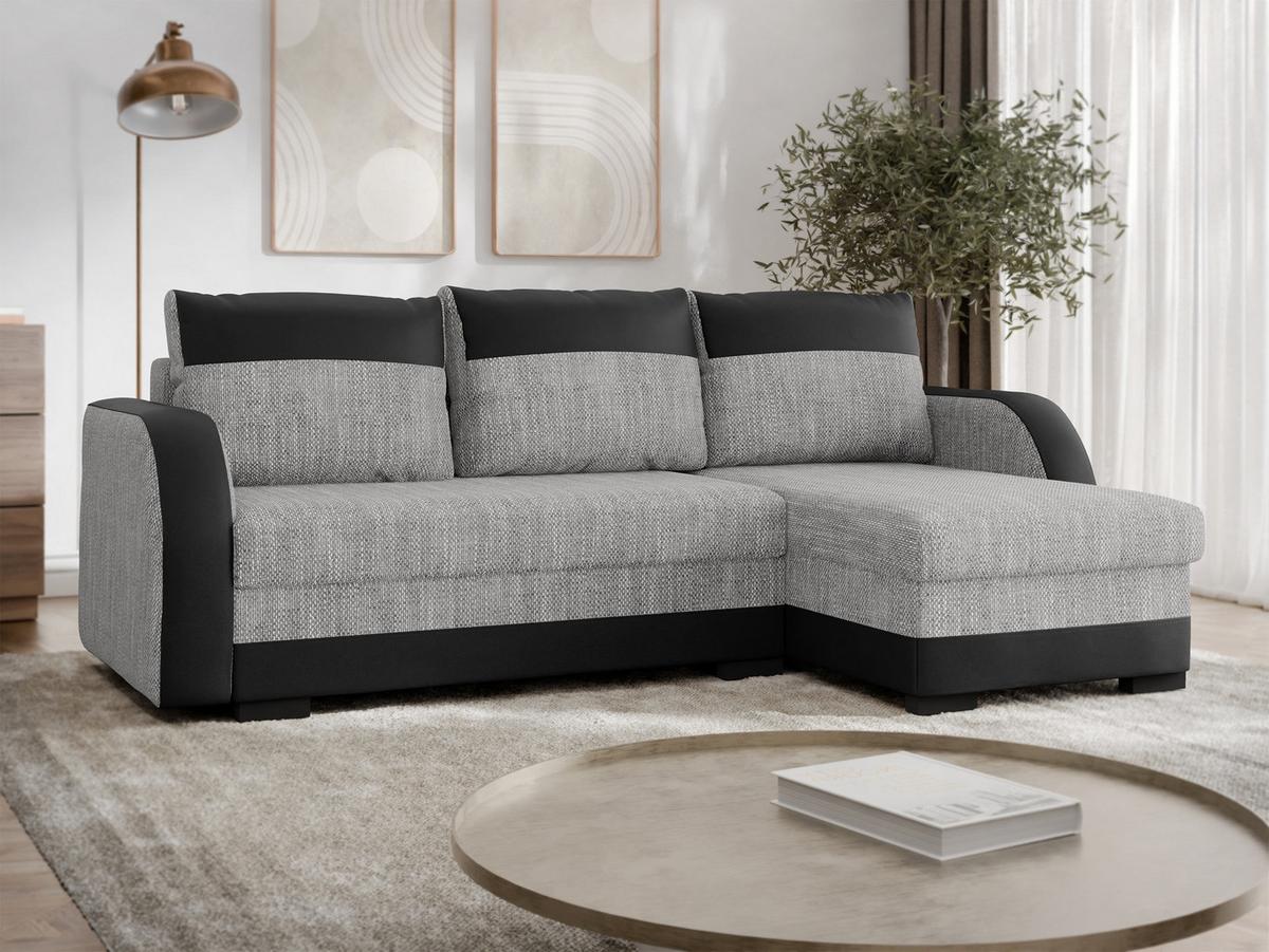 ECKSOFA Jozef - Schwarz/Grau, Holz/Textil (230/140cm) - MIRJAN24