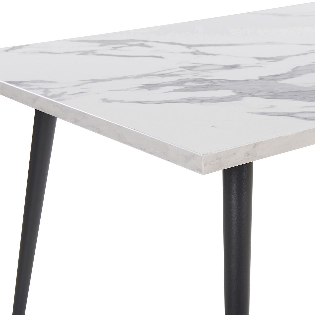 ESSTISCH 120/80/76 cm Weiß schwarz Rechteckig Santiago - Weiß, Holzwerkstoff (120/80/76cm) - Beliani