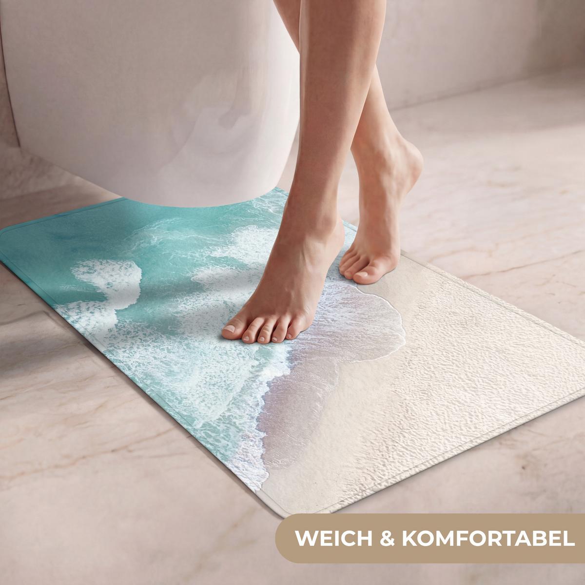 WC-VORLEGER Strand - Meer - Natur - Sommer WC Teppich 50x80 cm - Türkis, Textil (50/1cm) - OnlyWow