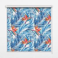 INNENROLLO - Fensterrollo - Rollo - 120x140 cm - Blaue Blätter - Blau, Kunststoff (120/140/0.5cm) - TULUP