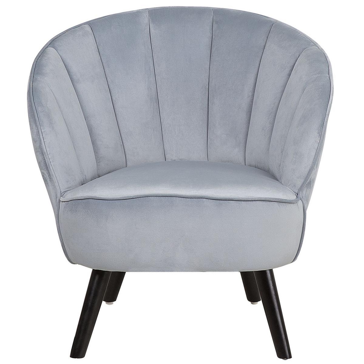 SESSEL Samtstoff Grau Dala - Grau, Holz/Textil (52/76/77cm) - Beliani