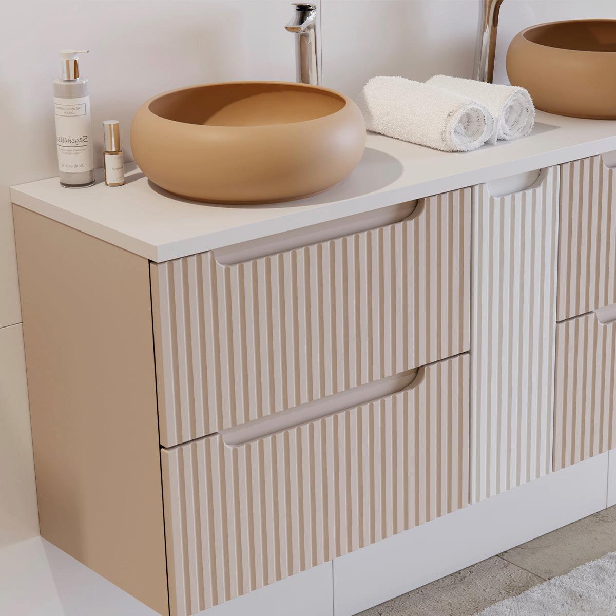 DOPPELWASCHTISCH 140.4cm Riva Kaschmir - Beige, Holzwerkstoff (140.4/59/40cm) - Petits-meubles