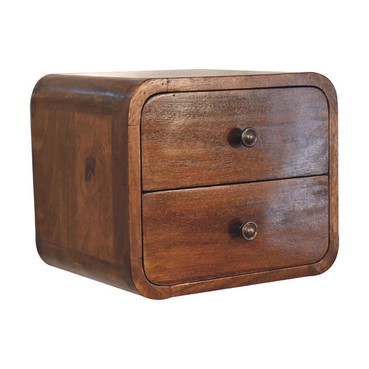 NACHTTISCH Mini Wandmontiert, 2 Schubladen, Braun - Messingfarben/Braun, Holz/Metall (30/25/25cm) - Artisan Furniture