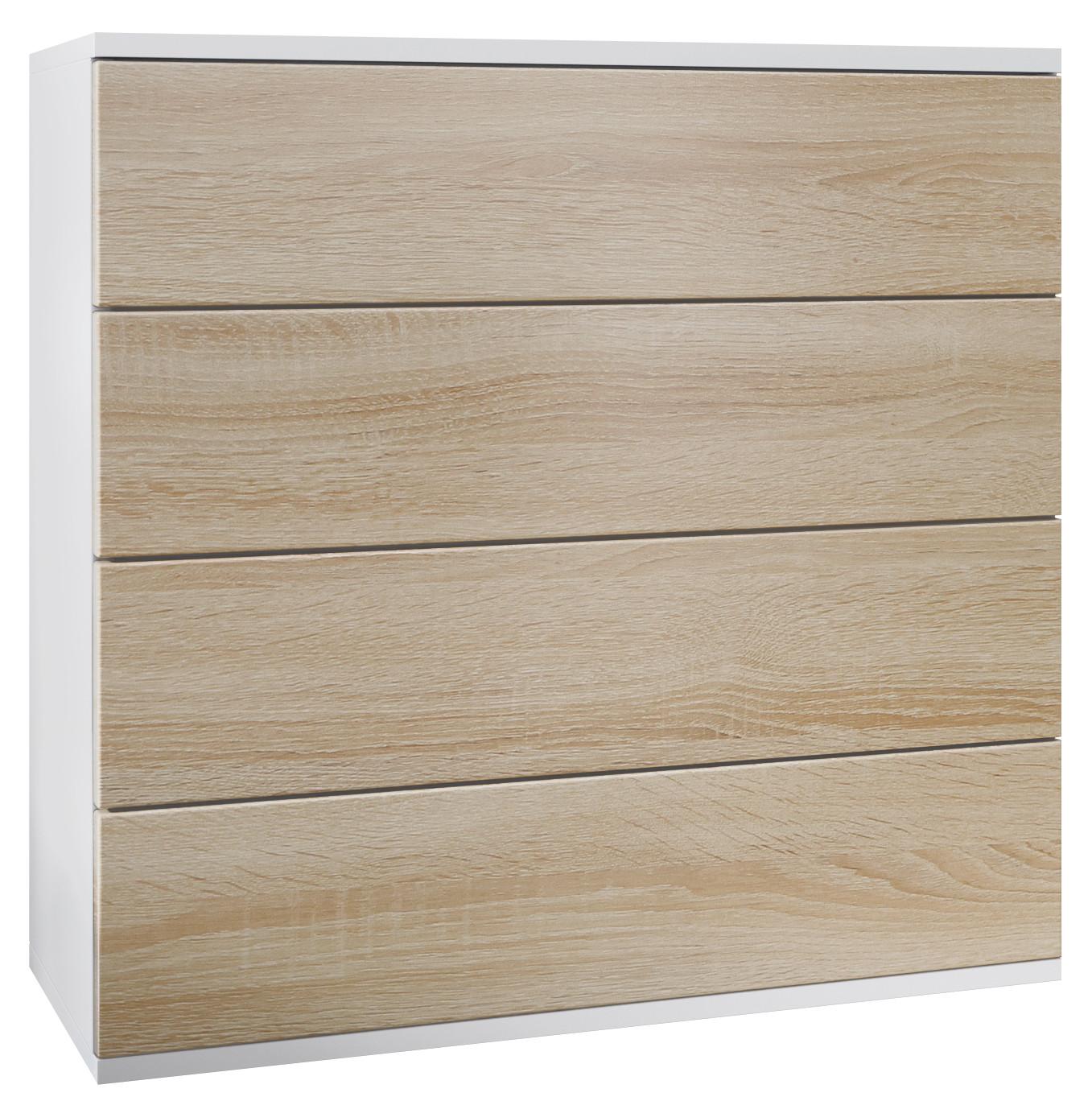 KOMMODE Pavos Eiche sägerau - Hellbraun, Holzwerkstoff (76/76/35cm) - Vladon