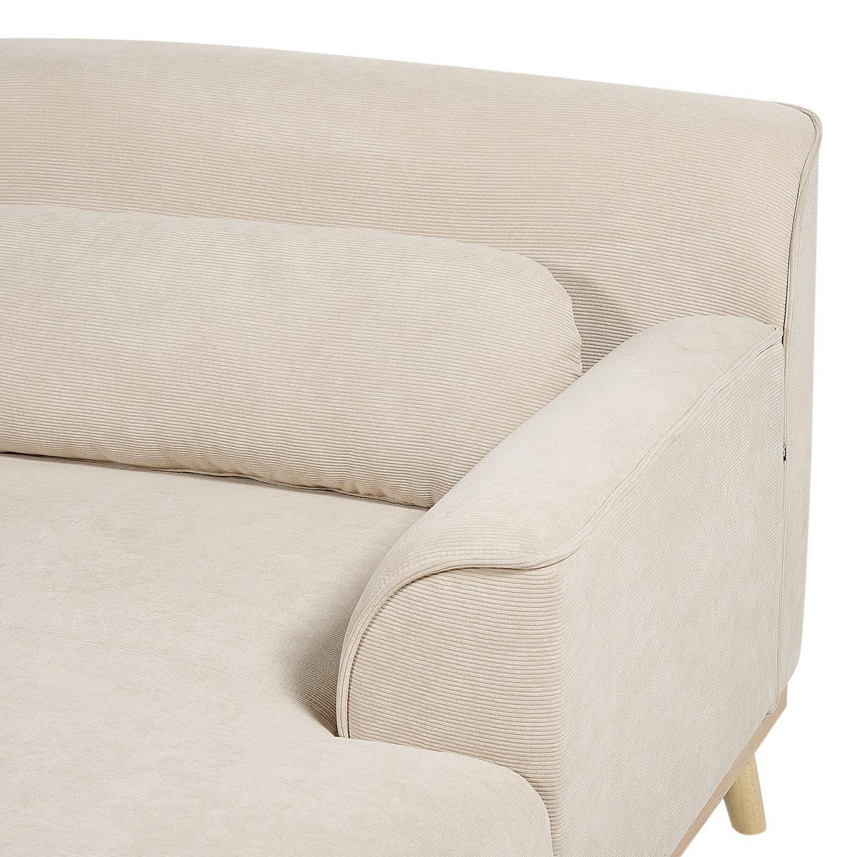 3-SITZER-ECKSOFA Cord hellbeige rechtsseitig Simos - Hellbraun/Beige, Textil (264/159cm) - Beliani