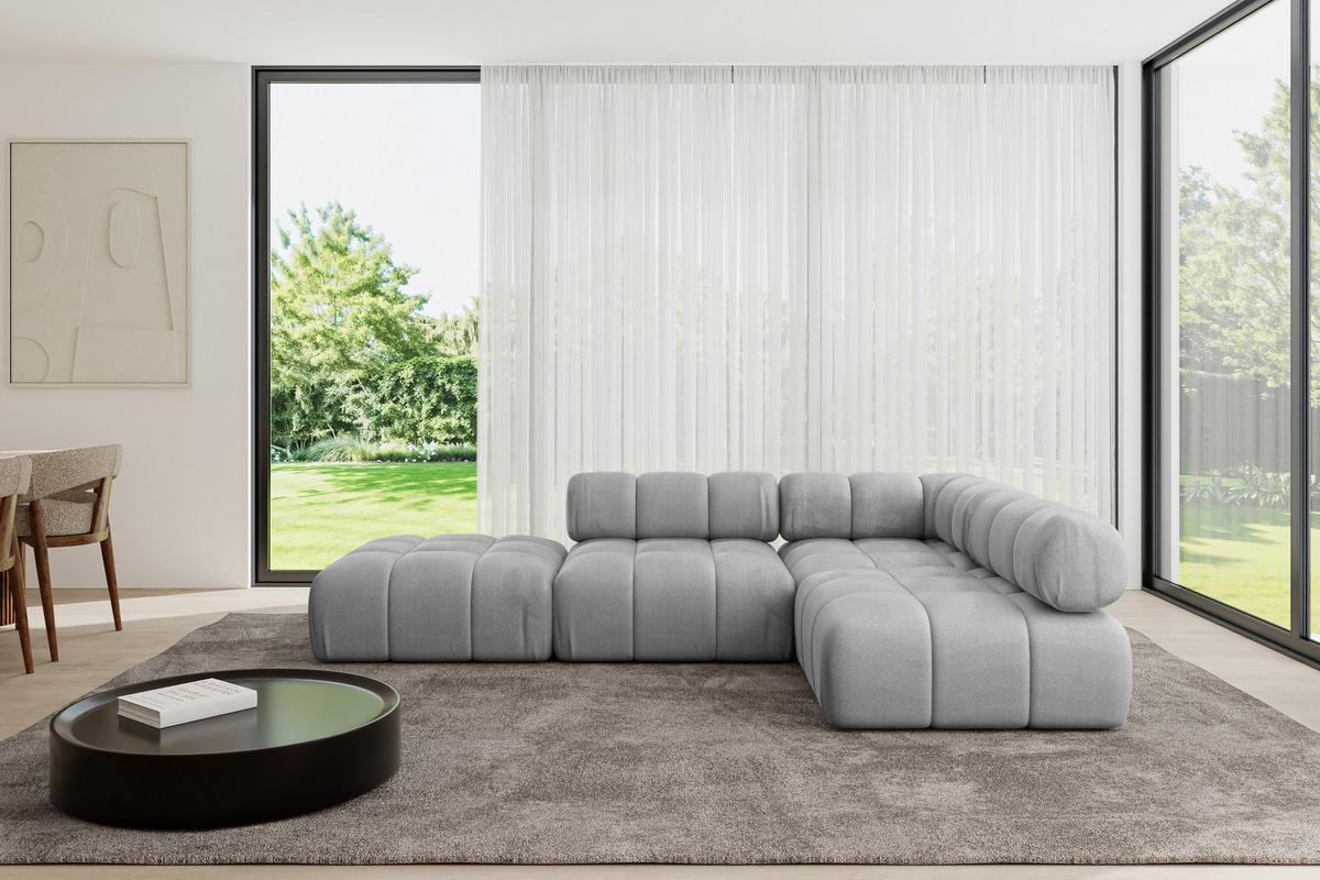 ECKSOFA modulares Sofa Favio-L1 - 285x190x70 cm Hellgrau Velours - Hellgrau, Holzwerkstoff/Textil (285/190cm) - ALTDECOR
