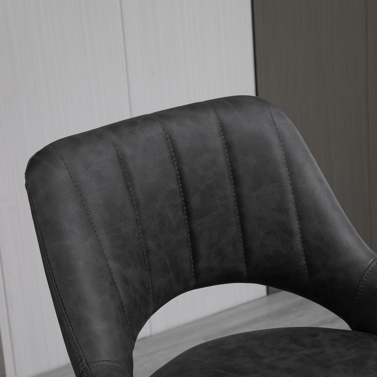 BARHOCKER-SET, 2 Hocker, Küchenhocker, Lederoptik, drehbar mit Fußstütze - Grau, Kunststoff (47/109/52cm) - HOMCOM