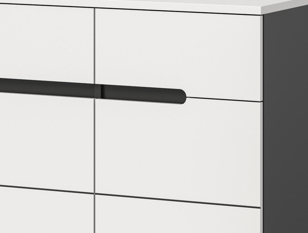 SCHUHKOMMODE weiß, grau, Flurkommode 120 x 94 cm mit Soft-Close, Cooper - Schwarz/Weiß, Holzwerkstoff/Kunststoff (120/94/37cm) - Inn.Furn