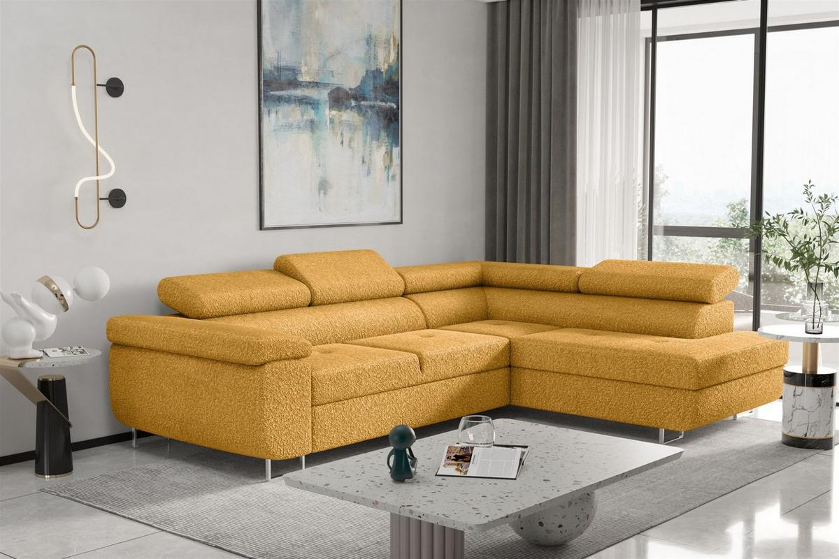 ECKSOFA Jade Mit Schlaffunktion - Gelb, Holzwerkstoff/Textil (275/202cm) - Fun Möbel