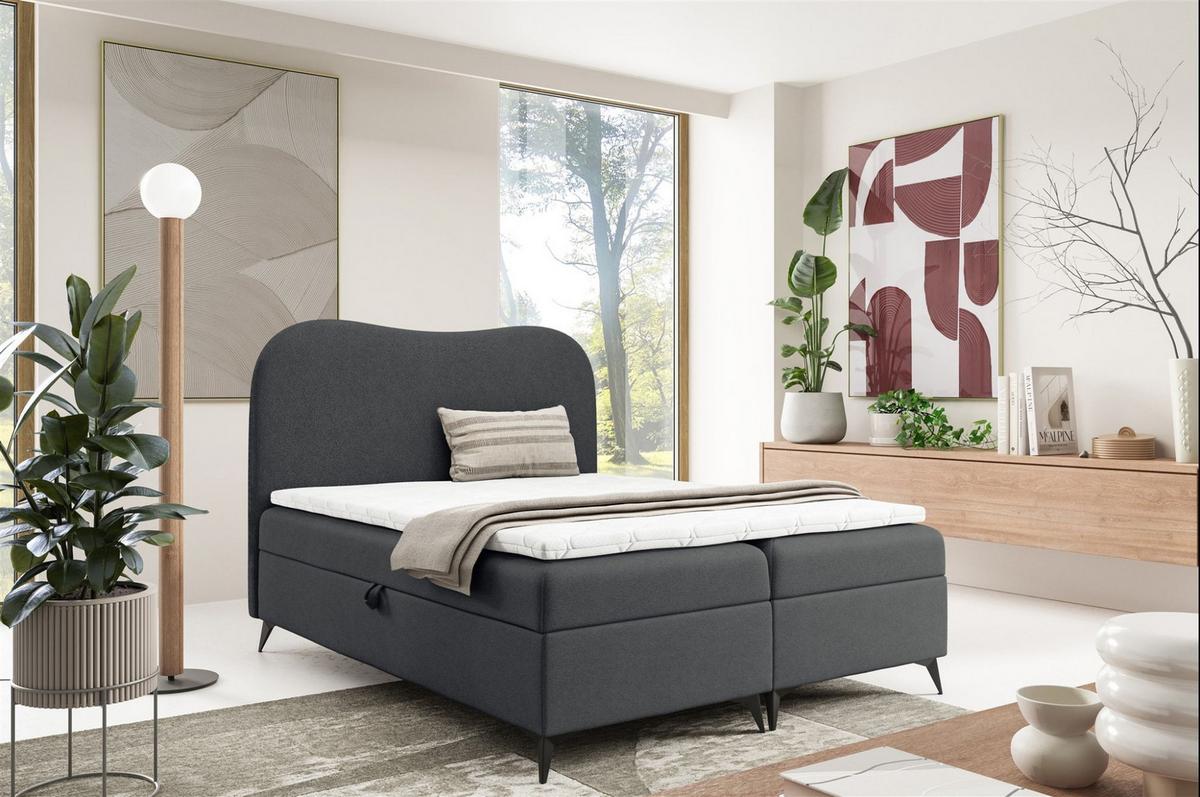 BOXBETT Blair - Dunkelgrau, Holzwerkstoff/Textil (140/200cm) - Fun Möbel