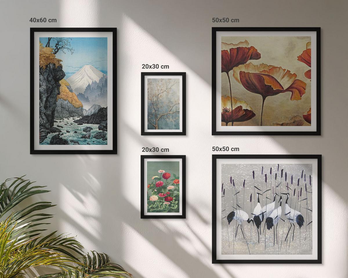 BILDER SET 5er Set - 50x50 cm & 20x30 cm & 40x60 cm Schwarzer Rahmen - Tropische Pflanzen, Pflanzenliebhaberin - Schwarz, Kunststoff (40/60cm) - TULUP