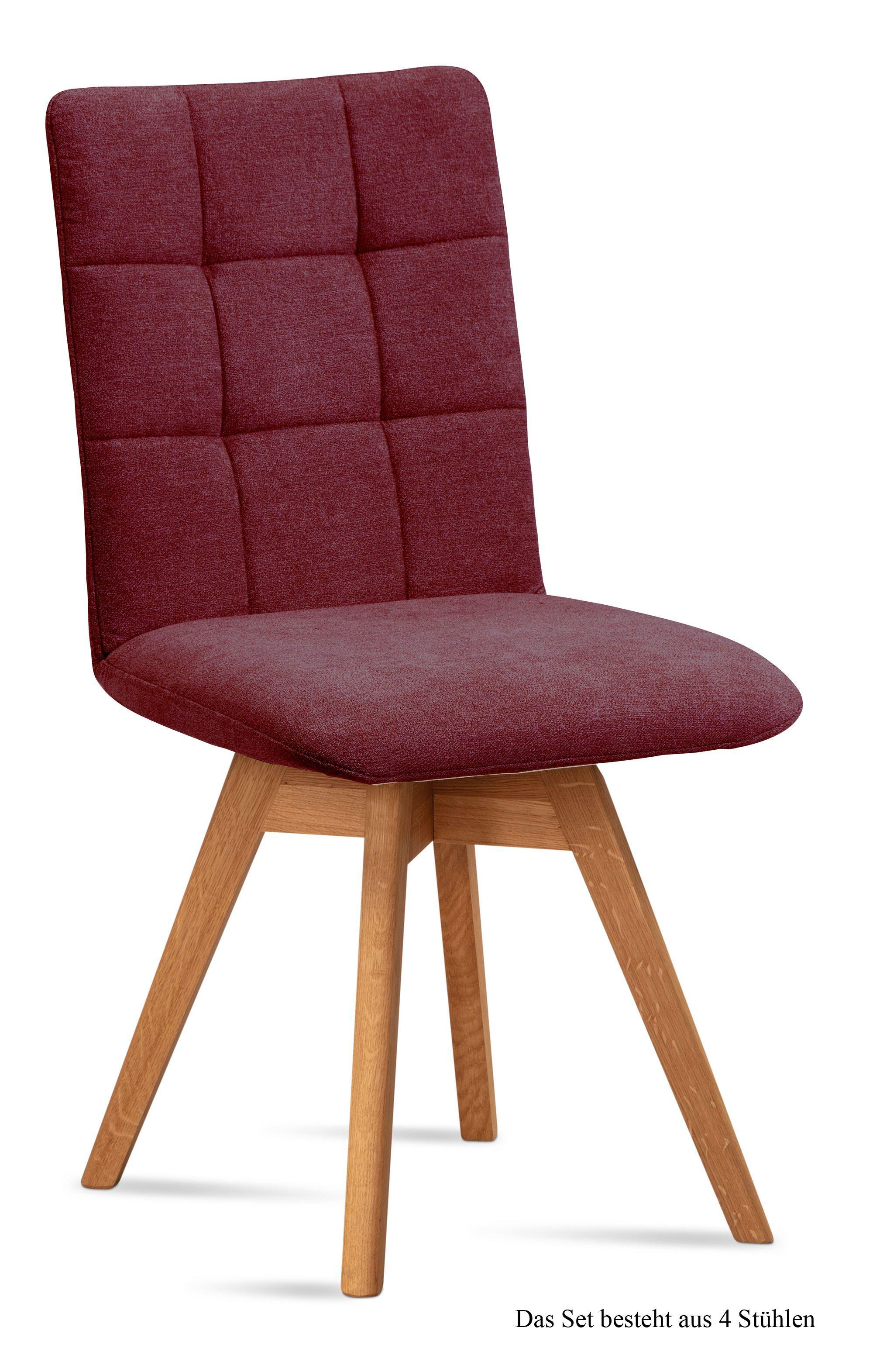 ESSZIMMERSTUHL drehbar (4er-Set) Doria 47x91x60 Eiche geölt/Marsala - Eichefarben/Brombeere, Kunststoff (60/91/47cm) - 58aufmkessel