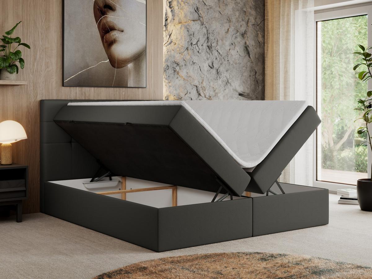 BOXBETT CENTO 120/200 Dunkelgrau Kunstleder - H3 - Dunkelgrau, Holz/Textil (120/200cm) - MKS