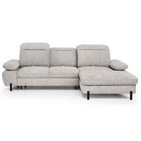 ECKSCHLAFSOFA Sora Mini mit verstellbaren Kopfstützen und Schlaffunktion, Chenille-Stoff, Dunkelbeige, Rechts - Beige/Schwarz, Textil (190/285cm) - Beautysofa