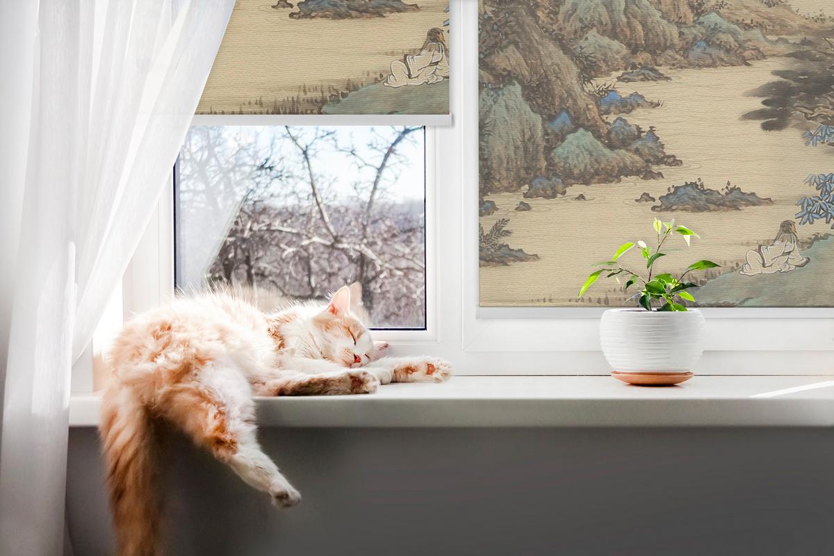 INNENROLLO - Fensterrollo - Rollo - 100x140 cm - Gebirge - Braun, Kunststoff (100/140/0.5cm) - TULUP