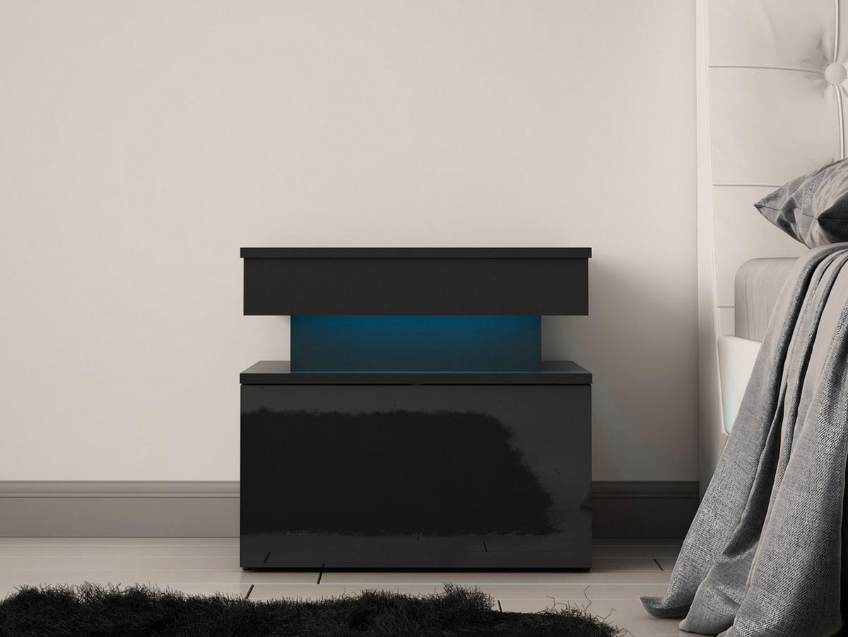 NACHTTISCH 1S Glossa - Schwarz, Holzwerkstoff/Kunststoff (55/51/39cm) - MIRJAN24