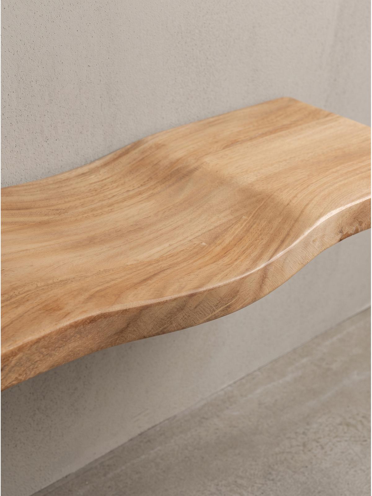 WANDREGAL LEVANTO, Akazie Massivholz, handgefertigt, 40 x 20 x 2,5 cm - Akaziefarben, Holz (40/2.5/20cm) - KADIMA DESIGN