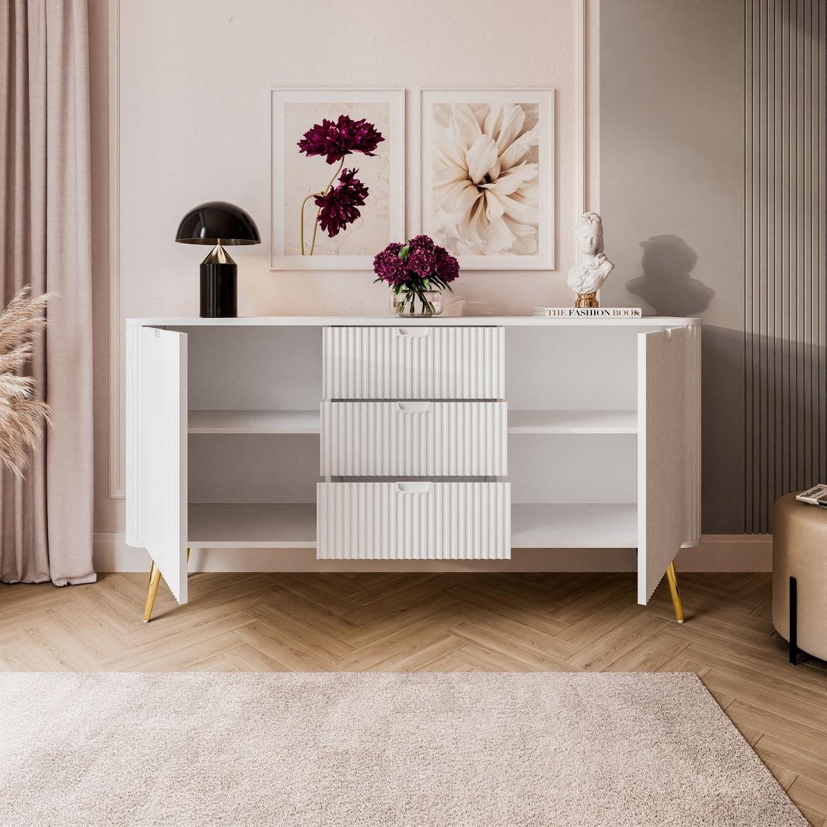 KOMMODE ZAIRA KSZ168 mit Schubladen Weiß - Weiß, Holzwerkstoff (168/87/39cm) - Lookway