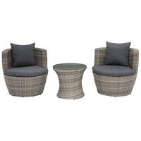 BALKONSET 2-Sitzer Rattan grau Auflagen grau Capri - Grau, Kunststoff/Textil - Beliani