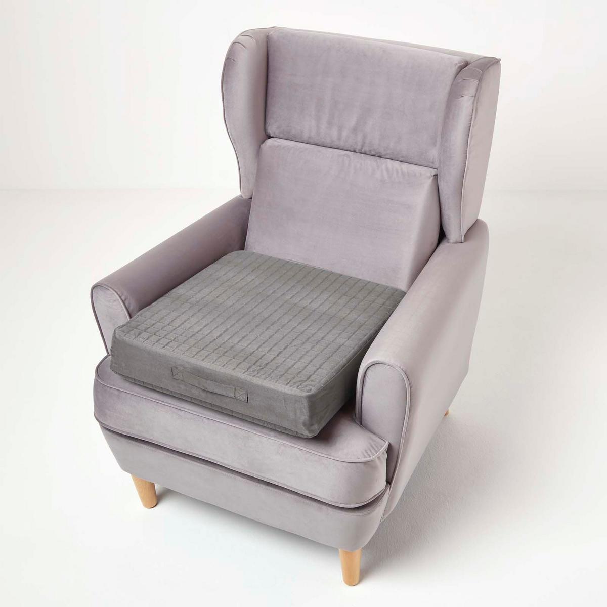 SITZKISSEN-BEZUG grau 50/50/10 – Kissenhülle wattiert, Velours - Grau, Textil (50/50/10cm) - Homescapes