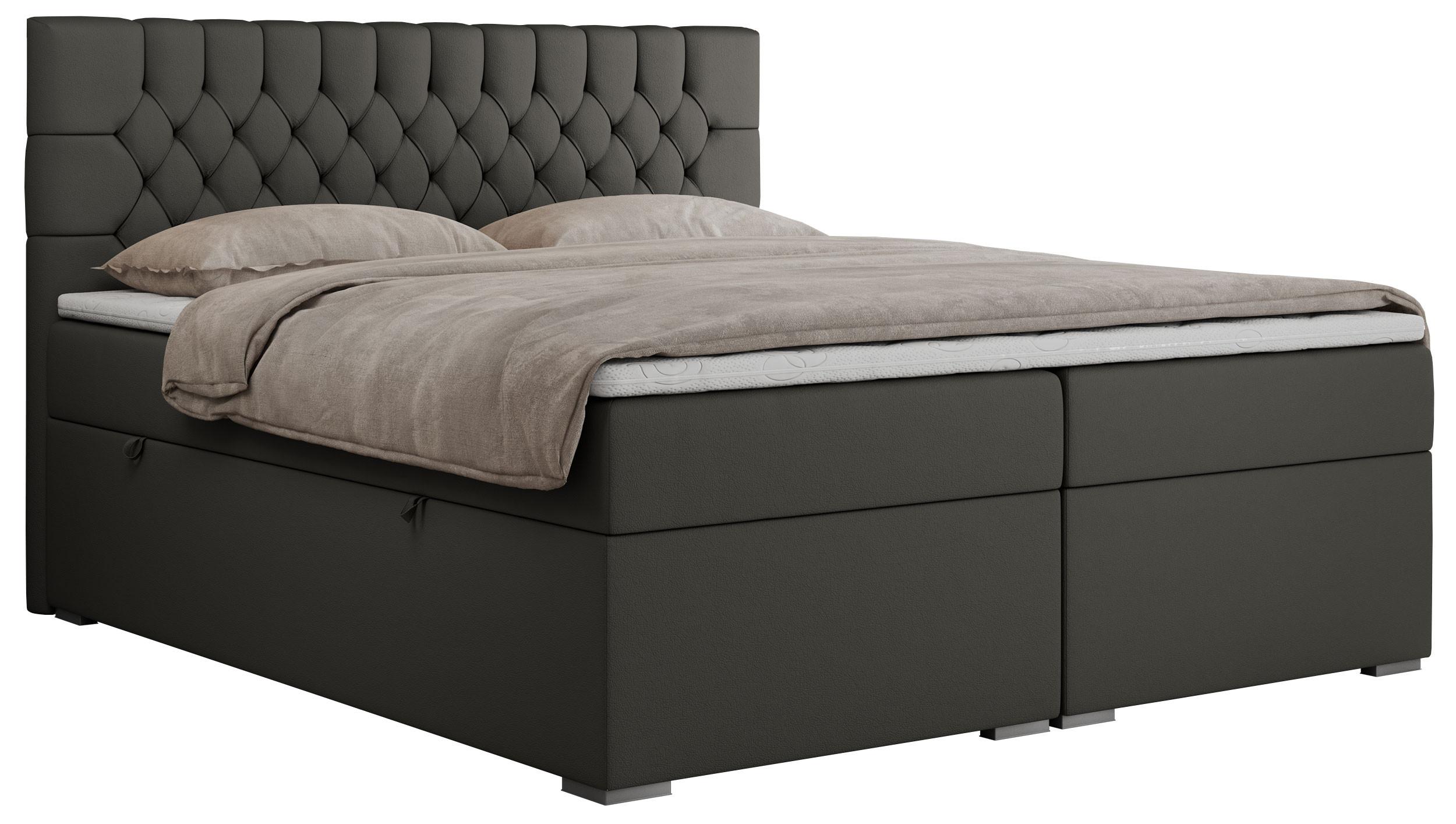 BOXBETT PERA 140/200 Dunkelgrau Kunstleder - H3 - Dunkelgrau, Holz/Textil (140/200cm) - MKS