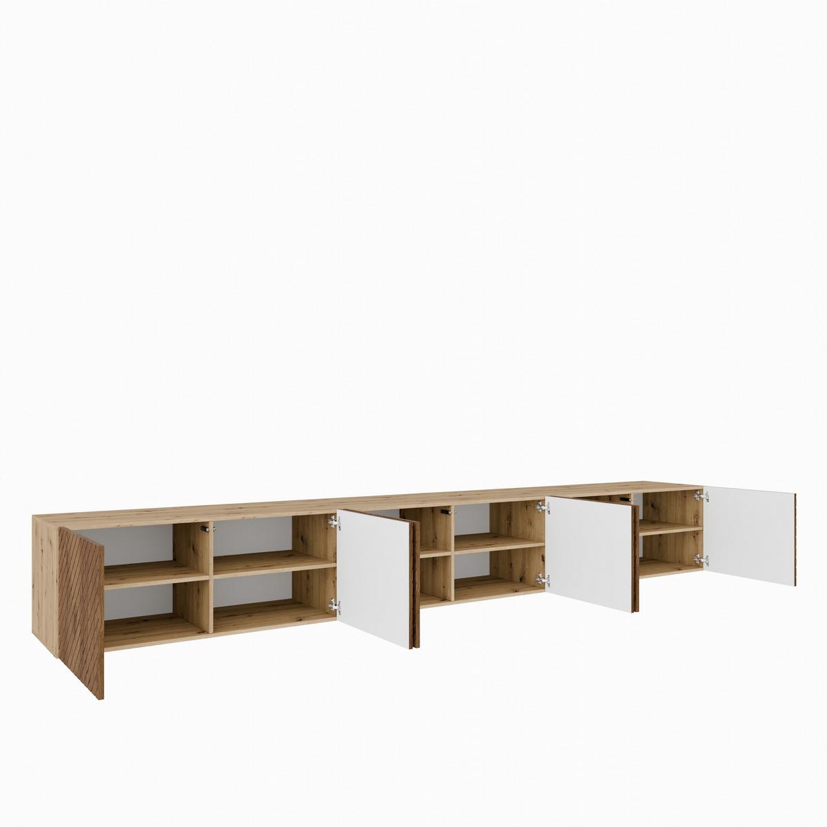 LOWBOARD CAVA 300/41/40 cm, Hängender TV-Schrank Eiche Artisan / Eichefarben - Eichefarben/Braun, Holzwerkstoff (300/41/40cm) - MASSENO
