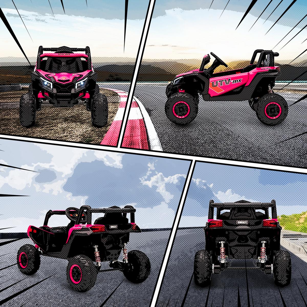 KINDER-ELEKTROAUTO Kunststoff Metall Rosa - Rosa, Kunststoff (96/61/56cm) - AIYAPLAY