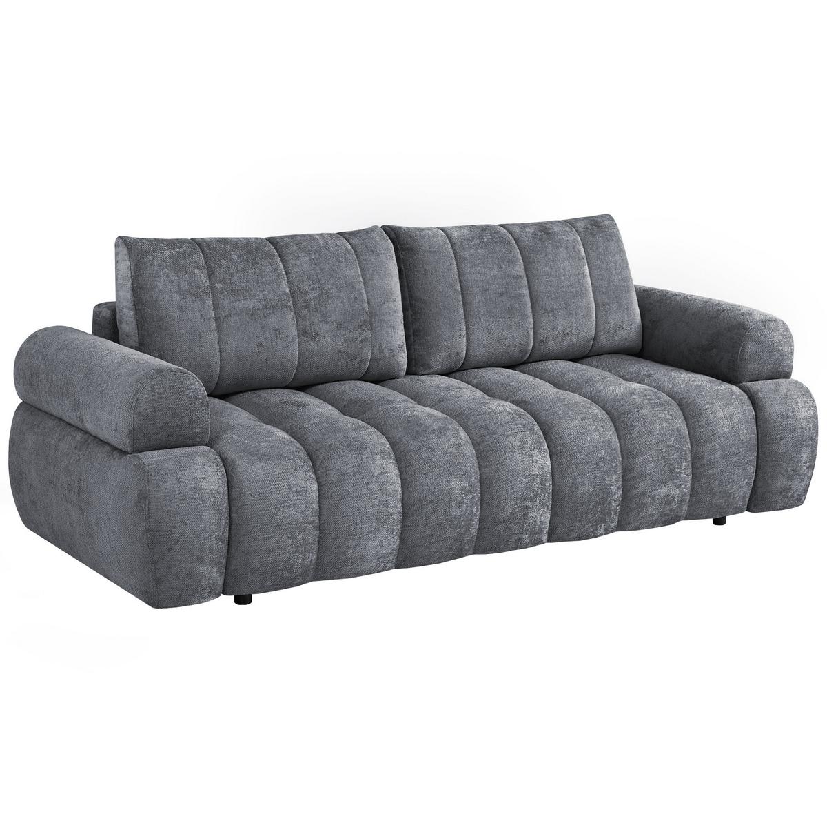 SCHLAFSOFA Mavi 3-Sitzer mit Schlaffunktion, Bettsofa Schlafcouch 195x145 cm, Dunkelgrau - Dunkelgrau, Textil (255/100/110cm) - Beautysofa