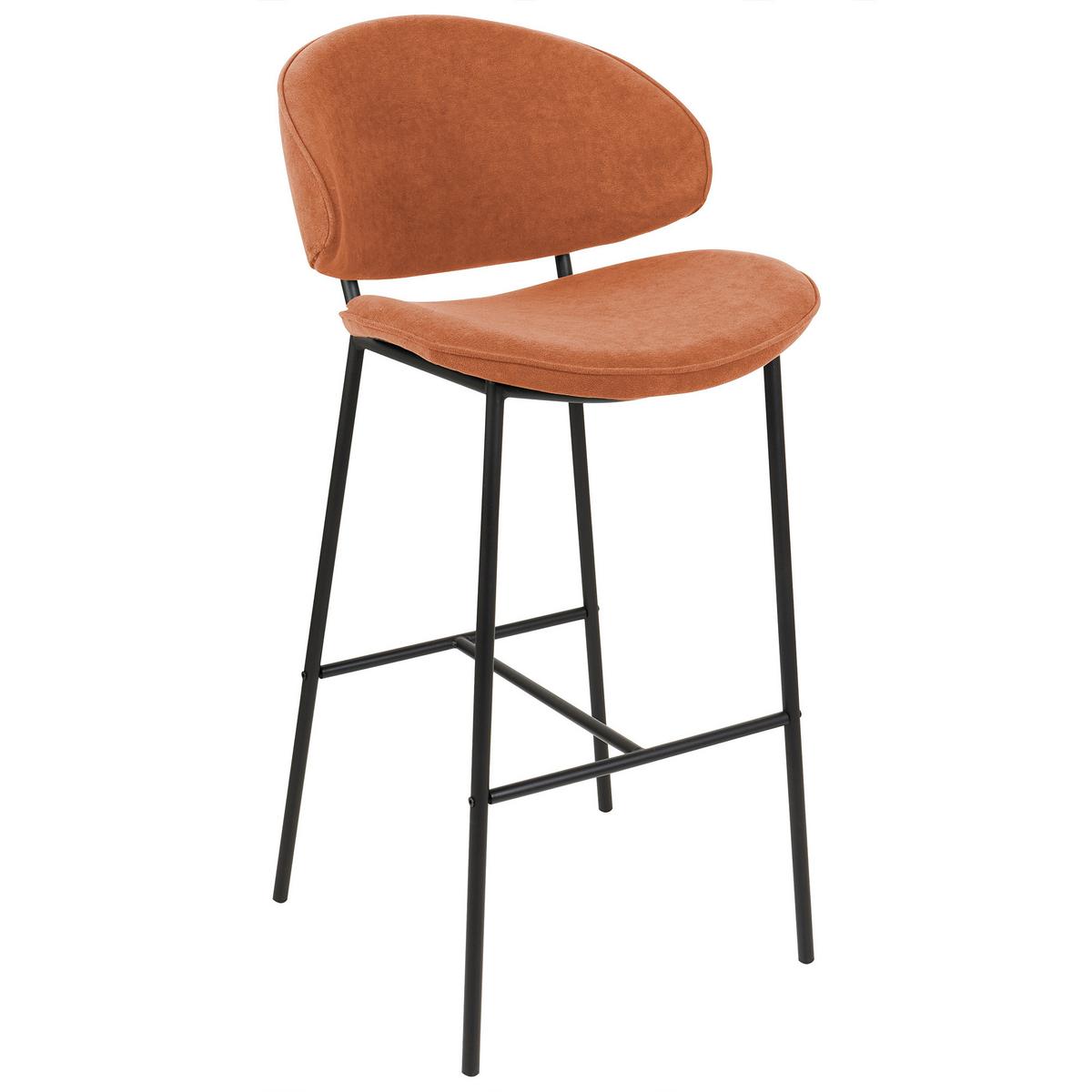 BARHOCKER 2er-Set Orange Kiana - Schwarz/Orange, Textil (49/104/59cm) - Beliani
