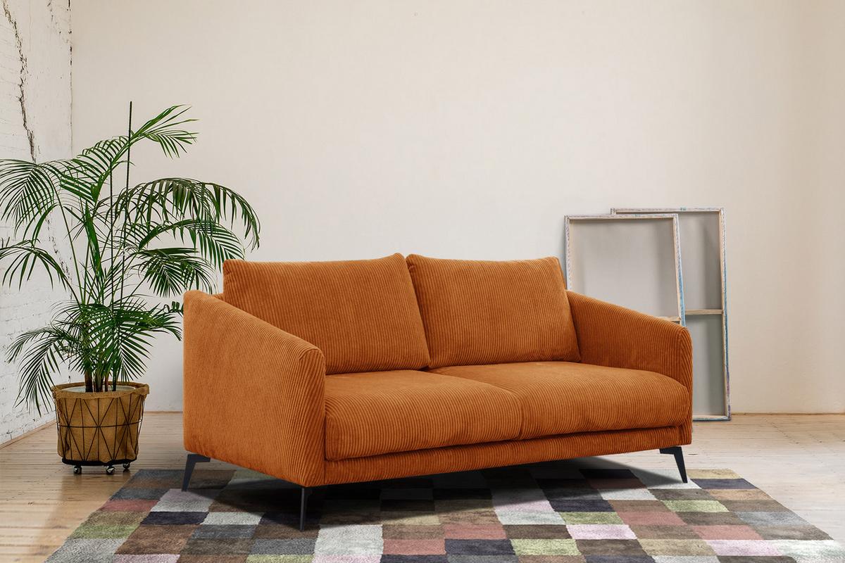 SOFA VILT 2,5-Sitzer, orange - Schwarz/Orange, Holzwerkstoff/Textil (202/89/94cm) - Wozimo