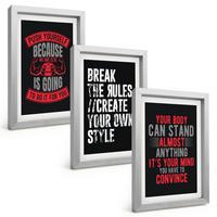 BILDER SET 3er Set - 20x30 cm Silberner Rahmen - Motivation, Training, Selbstentwicklung - Silberfarben, Kunststoff (20/30cm) - TULUP