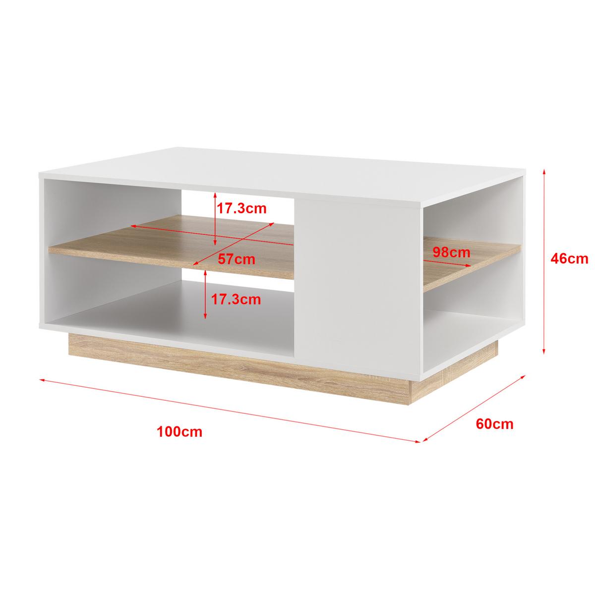 COUCHTISCH Trelleborg 100/60/46 - Eichefarben, Holzwerkstoff (60/100/46cm) - [en.casa]