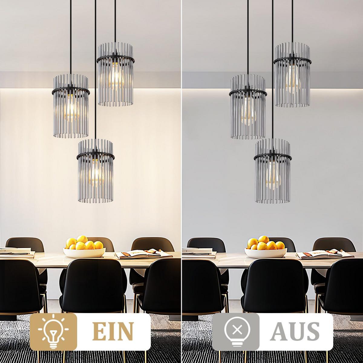 PENDELLEUCHTE BEATRIX Ⅲ 25/25/150 cm - Schwarz, Metall (25/25/150cm) - Nettlife