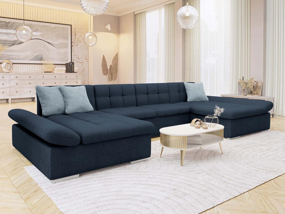 WOHNLANDSCHAFTEN Alia Premium - Blau/Hellblau, Holz/Textil (360/75/160cm) - MIRJAN24