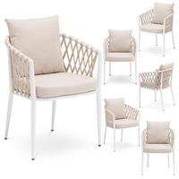 GARTENSTUHL SUNNY 6ER-SET - Weiß, Textil/Metall (56/75/62cm) - IDIMEX