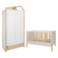 BABYZIMMER 2-teilig Juliette Weiß und Holz - Weiß, Holzwerkstoff (147.5/91.5/77.5cm) - Petits-meubles
