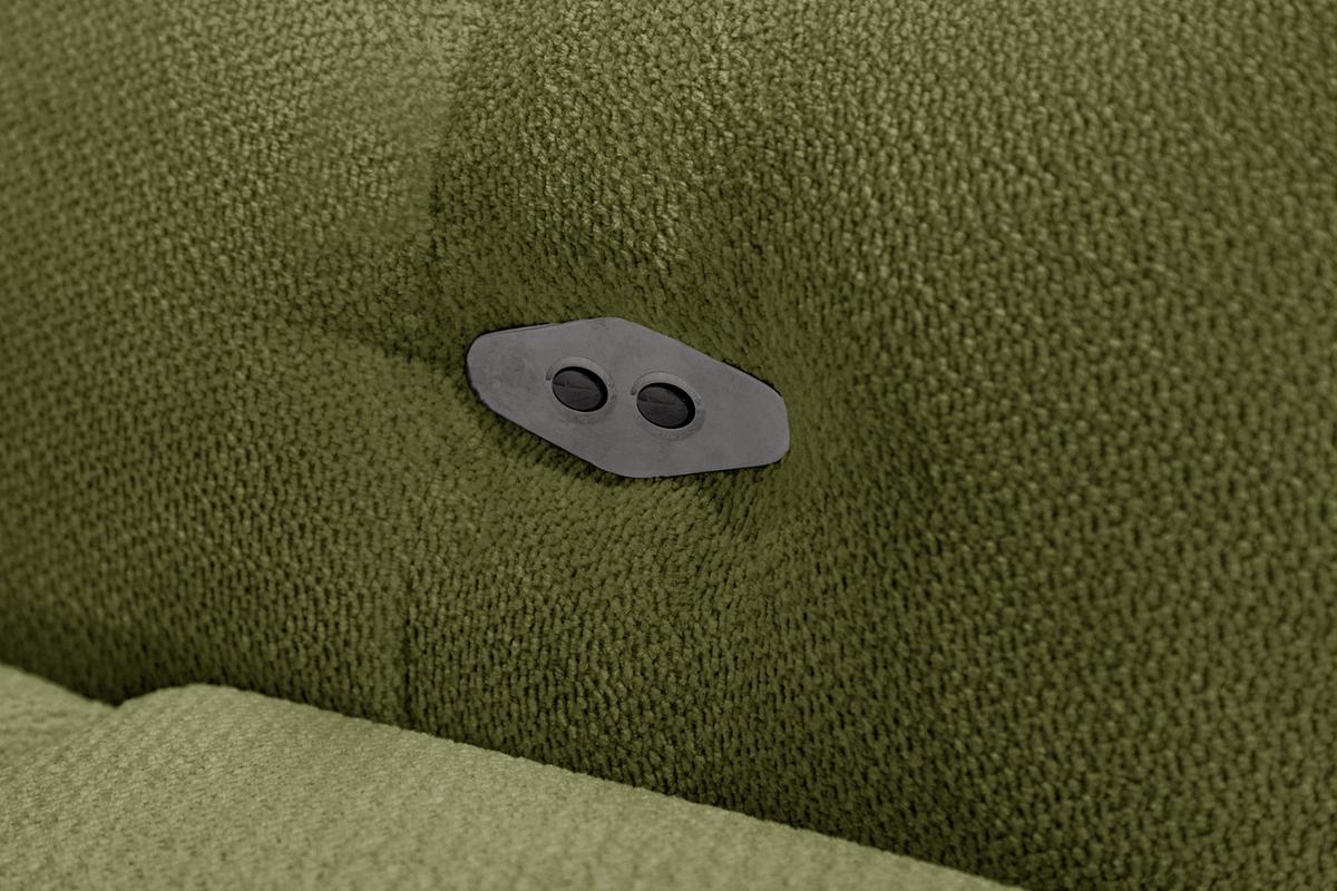 ECKSOFA KIMI 3-Sitzer, ausziehbarer Sitz, verstellbare Kopfstützen, olivgrün - Schwarz/Olivgrün, Holzwerkstoff/Textil (270/160cm) - Wozimo