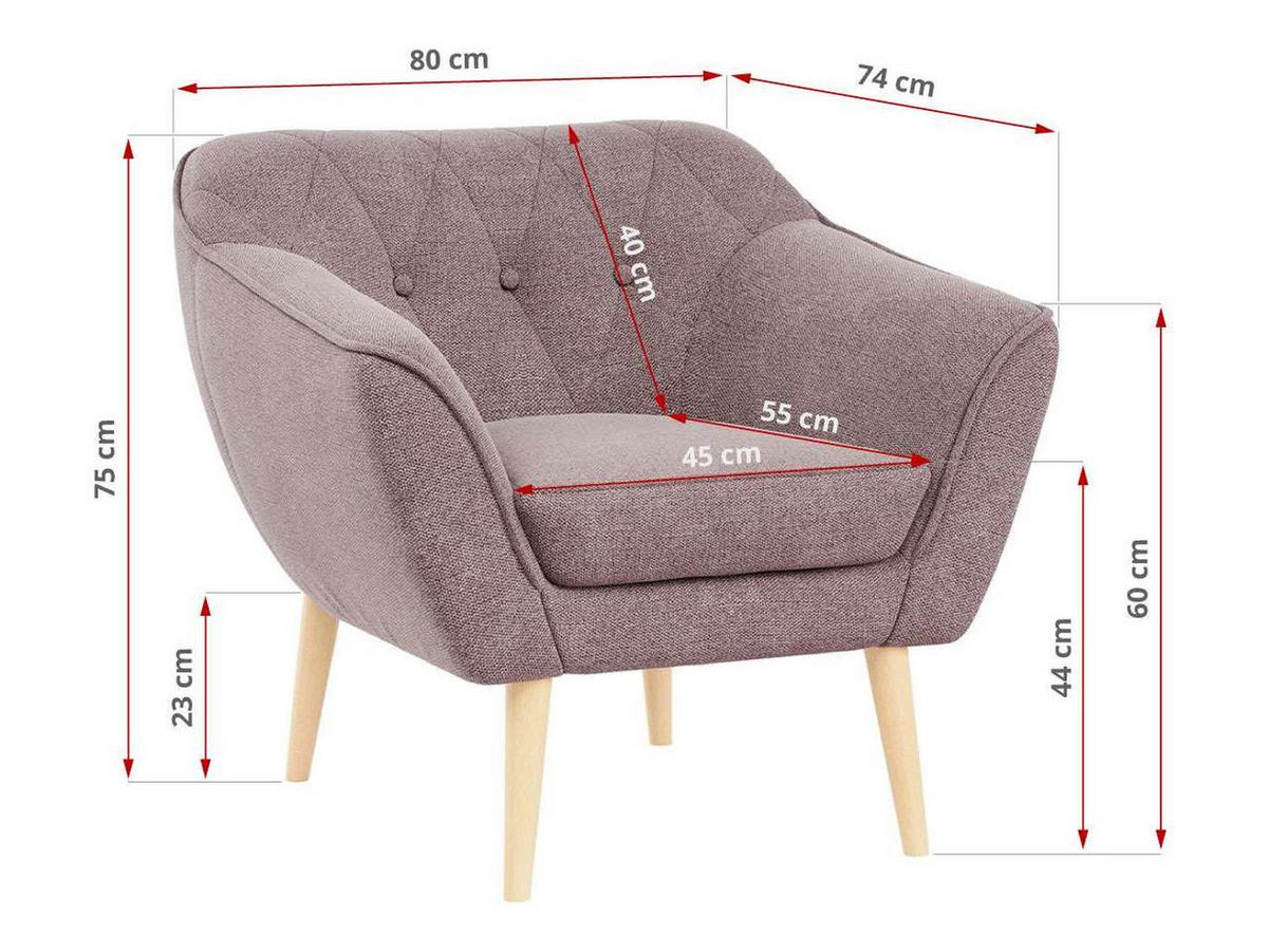 SESSEL Pirs 1 Sitzer Strukture Rosa - Rosa/Braun, Holz/Textil (80/75/74cm) - MKS