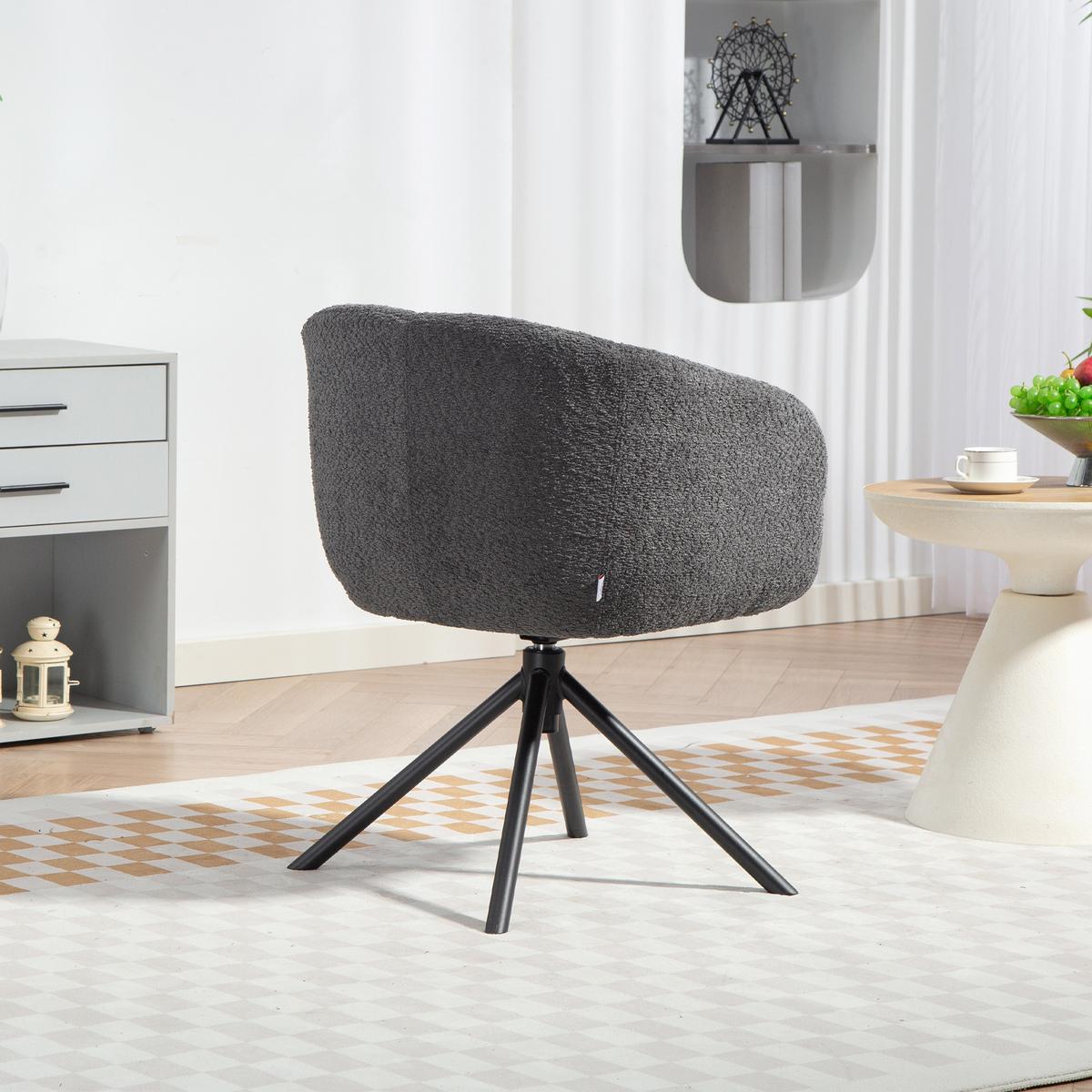 ARMLEHNENSTUHL Loungesessel mit Armlehne, 360° Drehfunktion, Leinenoptik, Dunkelgrau - Dunkelgrau, Textil (58.5/78.5/59cm) - HOMCOM