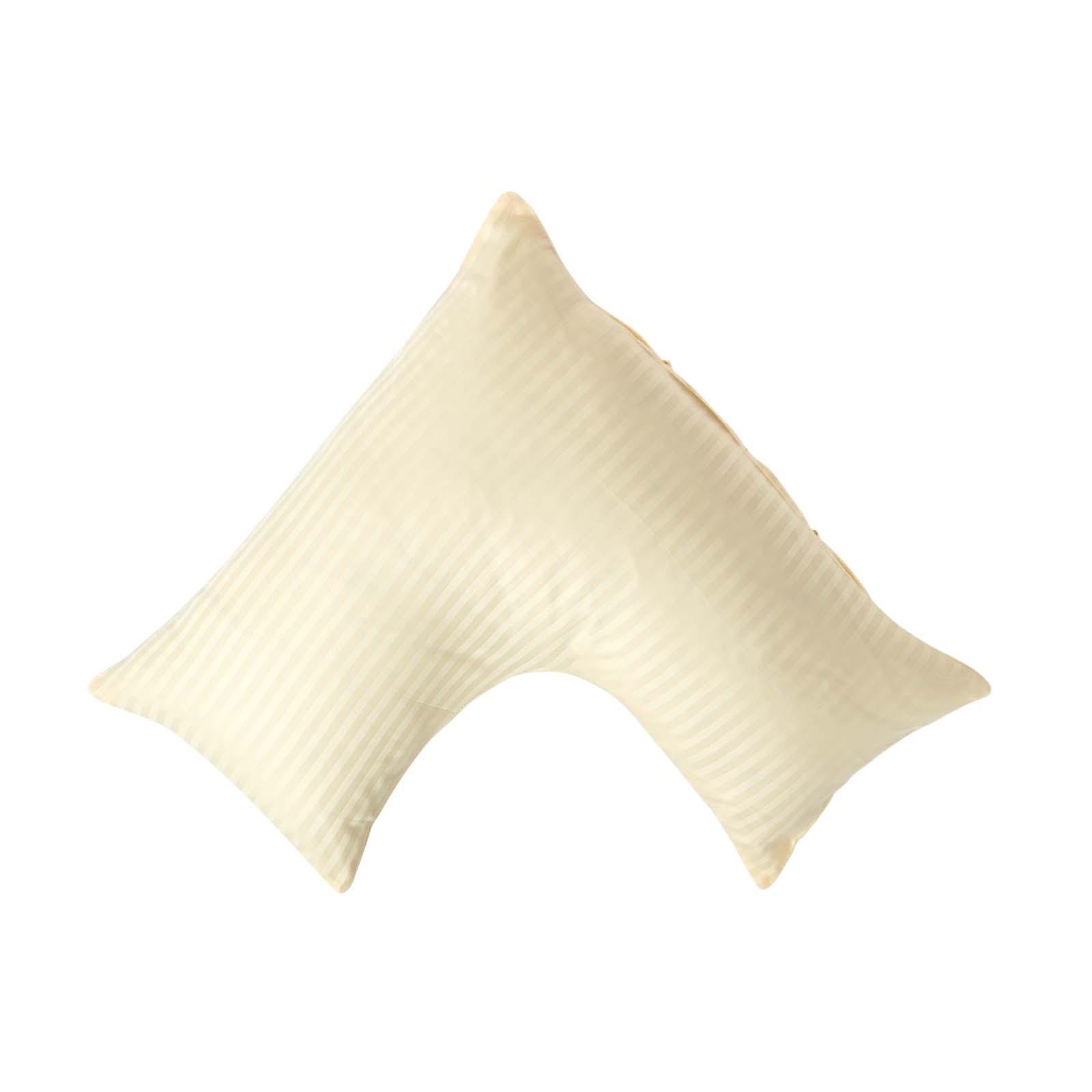 KISSENBEZUG für V-Form-Kissen, Damast-Streifen, Fadendichte 330 - Creme, Textil (38/76cm) - Homescapes