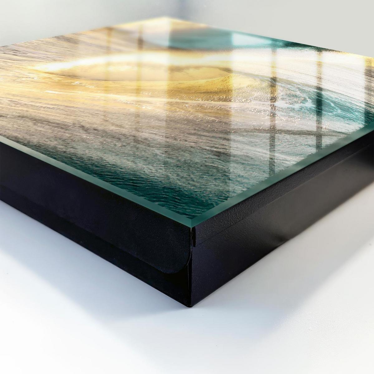 SCHLÜSSELBOX Schwarz 30x30 cm- Türöffnung nach rechts - Meereswelle - Gelb, Metall (30/30/5cm) - TULUP