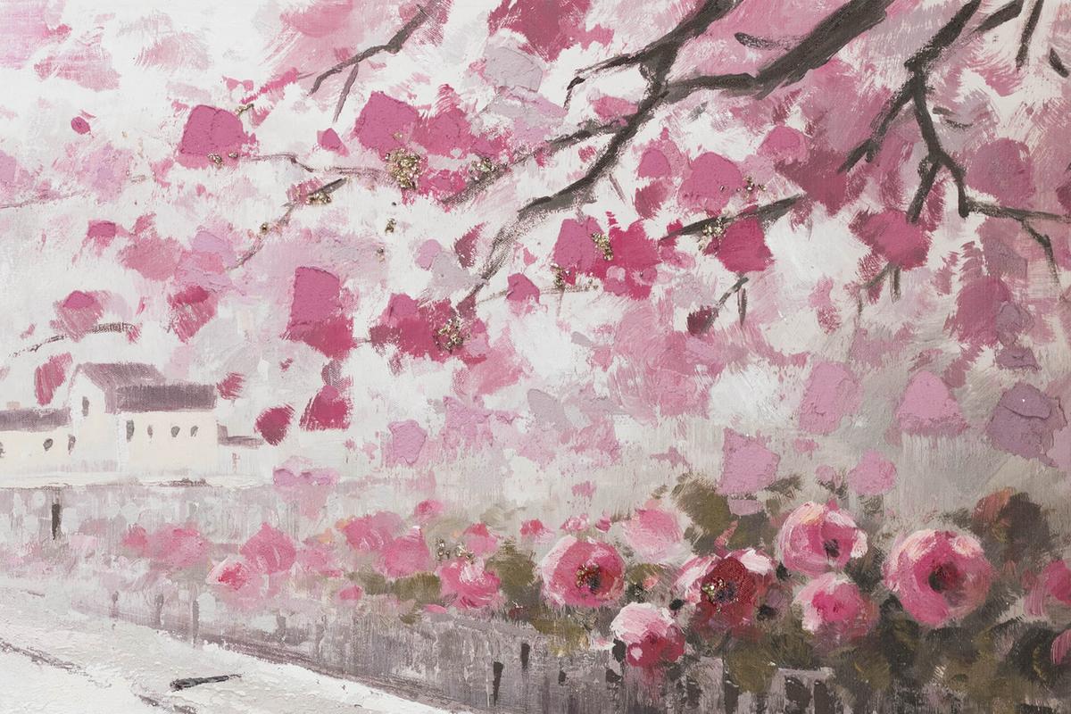 ACRYLBILD HANDGEMALT 120/60 cm - Pink/Beige, Holz/Textil (120/60cm) - KUNSTLOFT