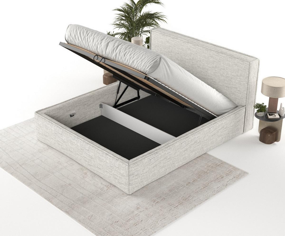POLSTERBETT Sato mit Stauraum 120/200 cm Hellgrau im Modesto Stoff - Hellgrau/Schwarz, Holz/Holzwerkstoff (120/200cm) - AltaBeds