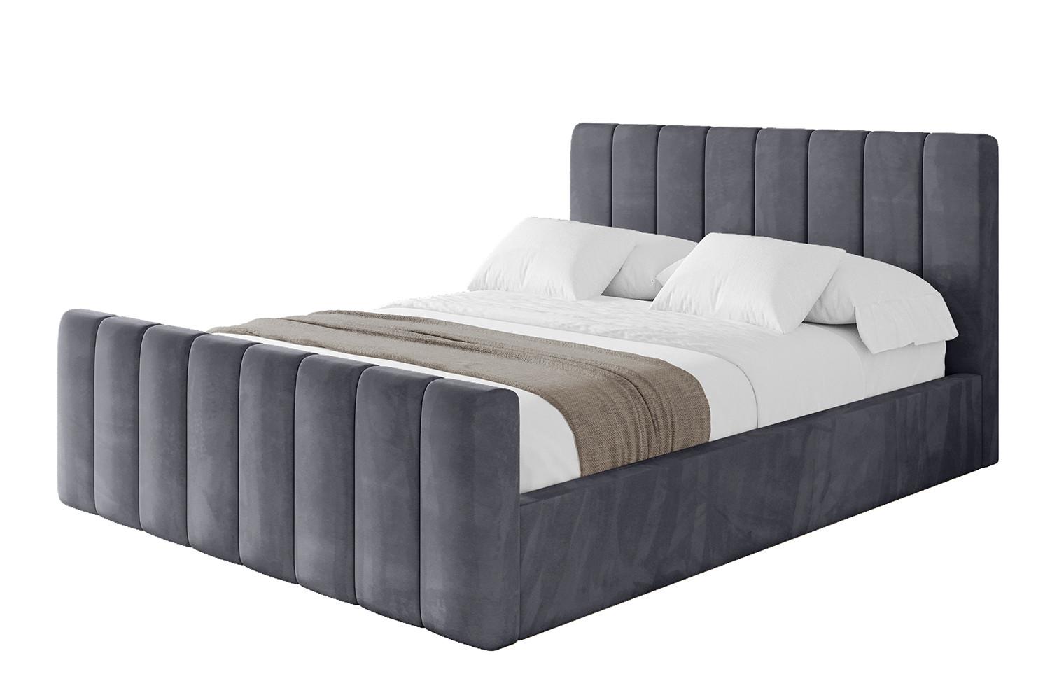 POLSTERBETT mit Bettkasten, Fußteil und Lattenrost, Boxbett mit Matratze H3/H4 - STERA-Z 200x200 Dunkelgrau - Dunkelgrau, Holzwerkstoff/Textil (200/200cm) - ALTDECOR