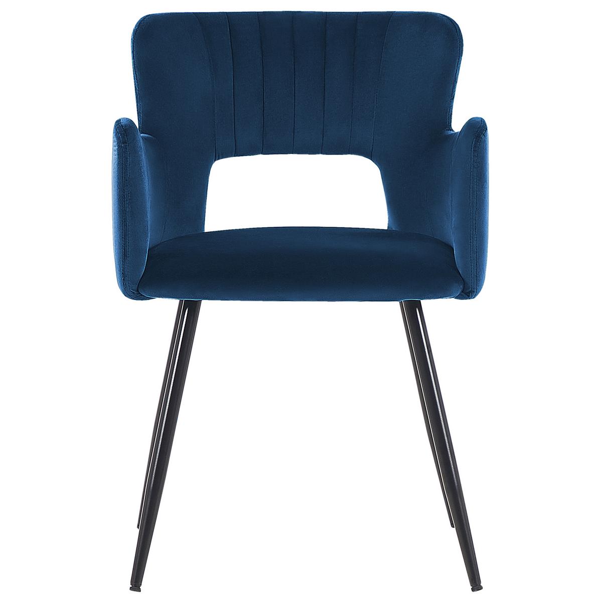 ESSZIMMERSTUHL 2er-Set Samtstoff Blau Sanilac - Blau, Textil/Metall (52/75/44cm) - Beliani