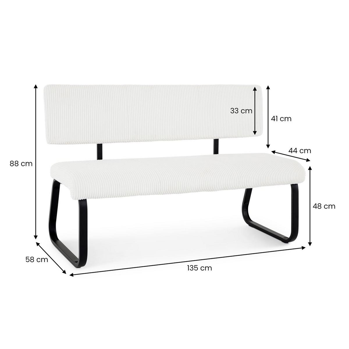 ESSZIMMERBANK MATESE weiß - Weiß, Textil/Metall (135/88/58cm) - IDIMEX