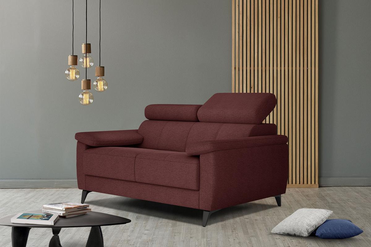 SOFA TAUNUS 2-Sitzer, bordeaux - Bordeaux/Schwarz, Holzwerkstoff/Textil (141/80/102cm) - Wozimo