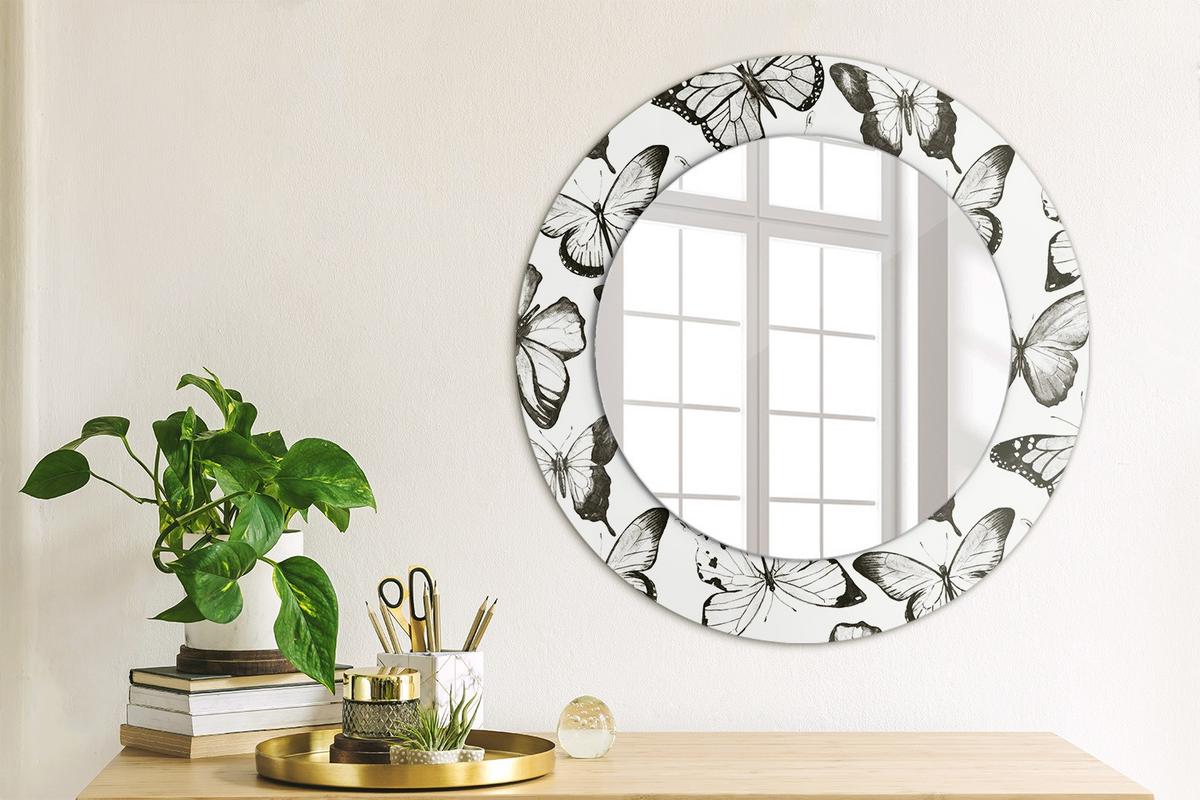 SPIEGEL Rund Ø 50 cm mit Aufdruck - Schwarz, Glas (50/50/0.4cm) - Wallfluent