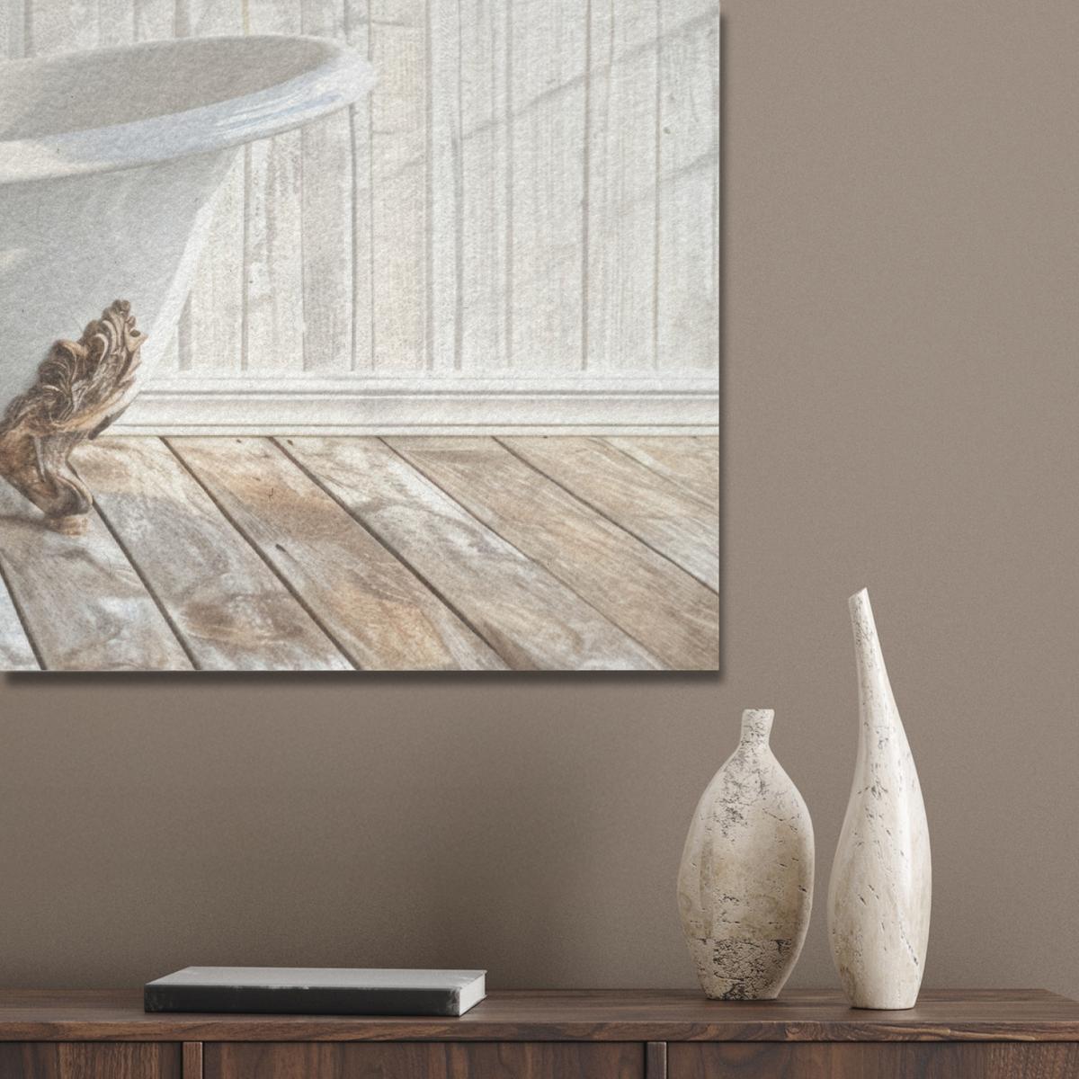 AKUSTIKBILD Esel - Tiere - Badewanne - Schaumstoff Wandbild Wohnzimmer 100x70 cm - Weiß, Kunststoff (100/70/0.9cm) - MuchoWow